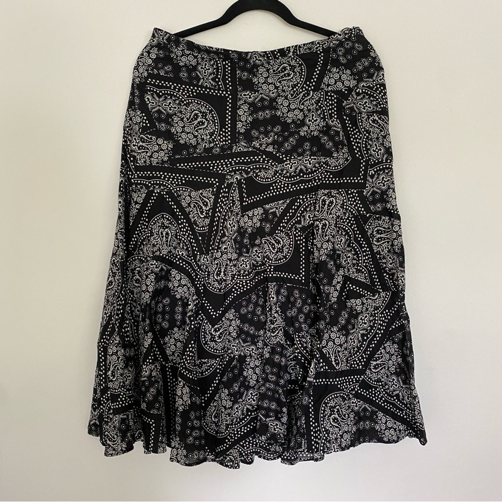 LRL Black and White Paisley Skirt